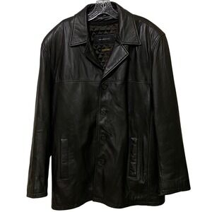 Vintage Jim & Mary Lou Mens Leather Coat Jacket L Western Cowboy Rugged Outdoors